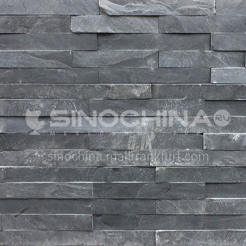 Cultural stone background wall natural stone mosaic wall brick outdoor villa outer wall brick running stone TV background wall-AWM-Black plate 150mm*600mm